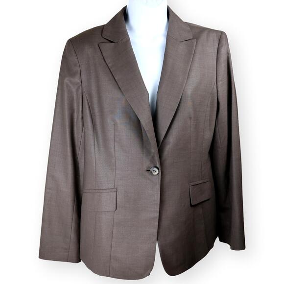 Jones NY Collection Brown Wool Womens Stretch Blazer 10 - Picture 1 of 9